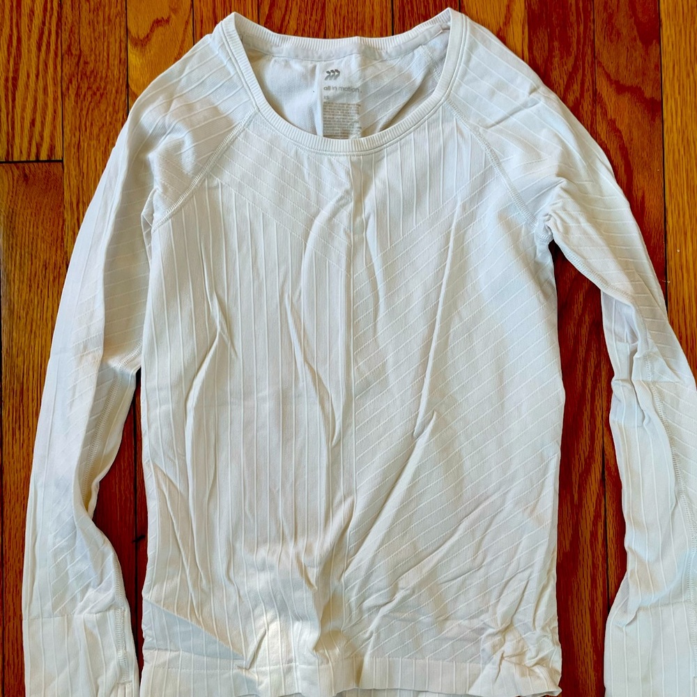 White long sleeve athletic shirt
